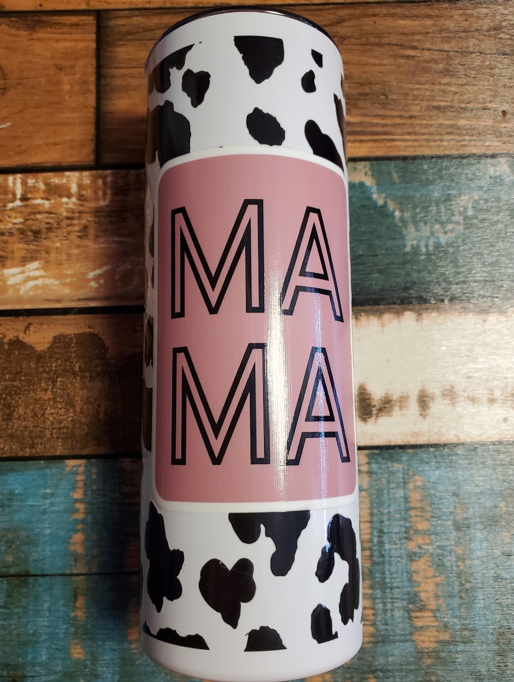 B2G1F 20oz Skinny Tumbler, Cow Print MAMA, New